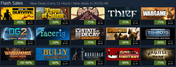 Flash Sales feature the most dramatic price drops of the sale. If you see a game you want on this list, BUY IT!